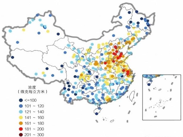 全國(guó)臭氧污染分布圖